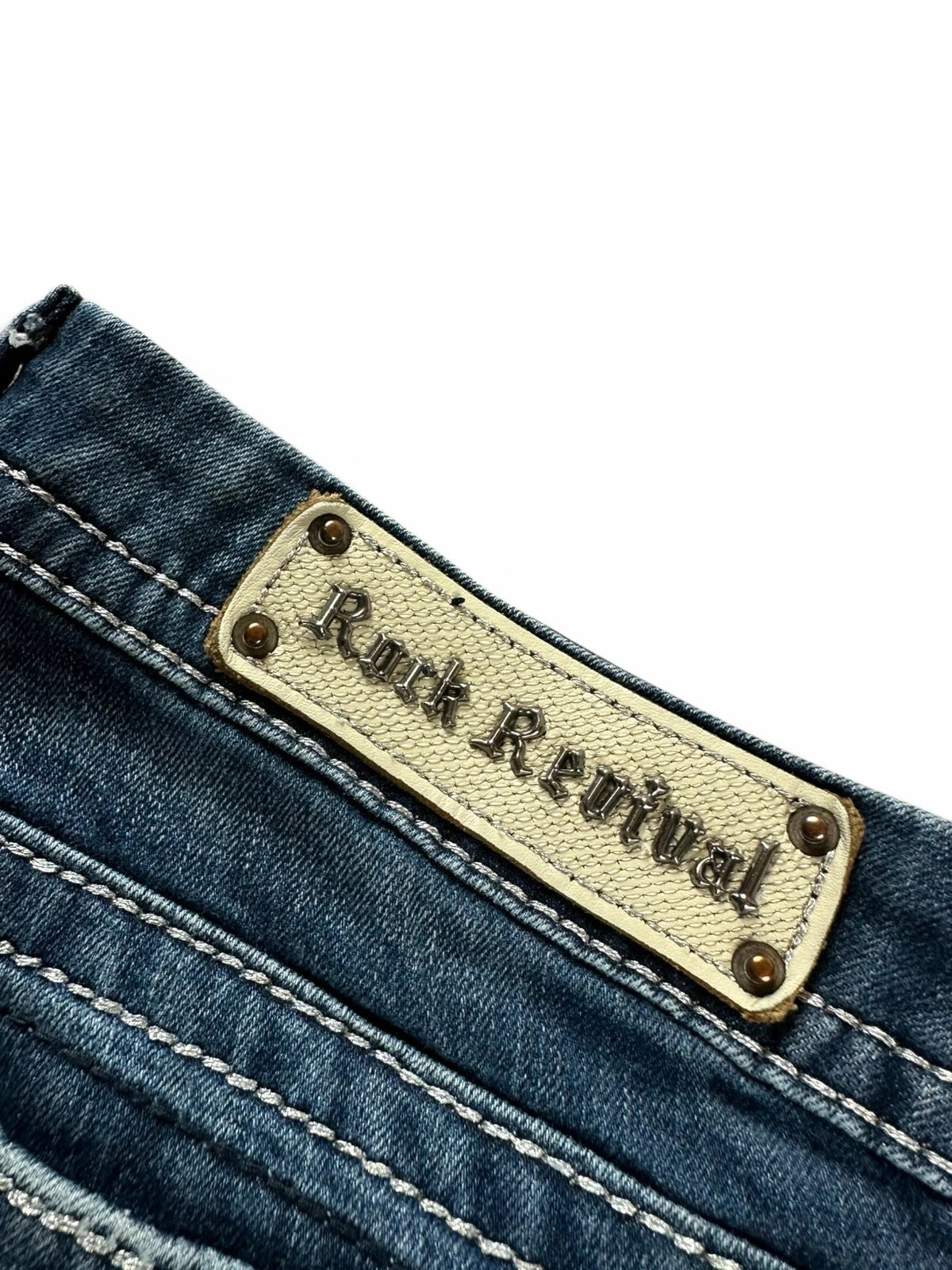 Rock Revival "Betty" Bootcut Jeans Dames Blauw Gewassen Strass