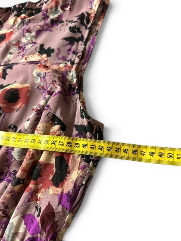 Lange bloemenjurk LULUS mauve boho – Opstaande kraag Bruiloft / Ceremonie