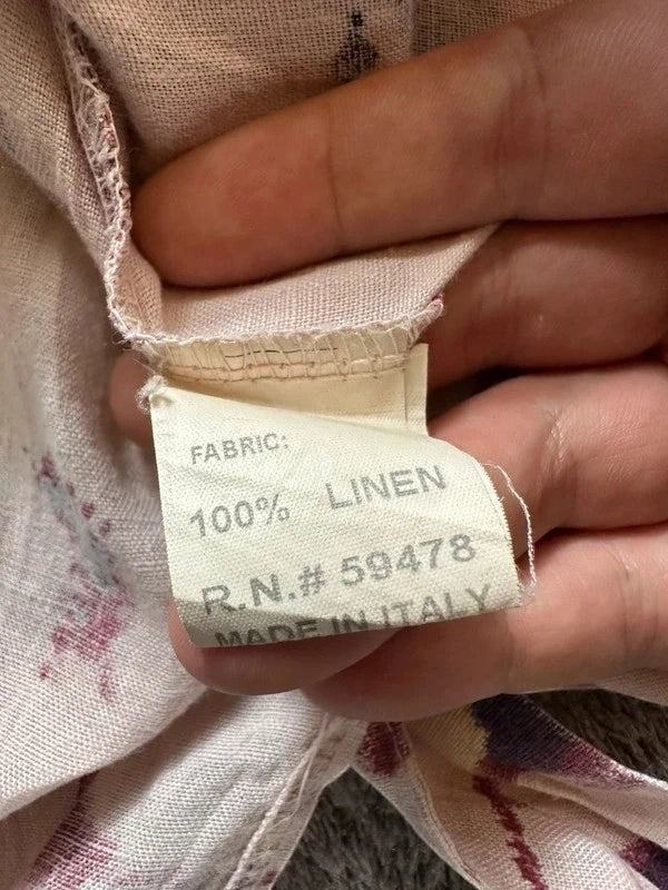 100% Linnen jurk made in Italy - Vintage abstract bloemenmotief