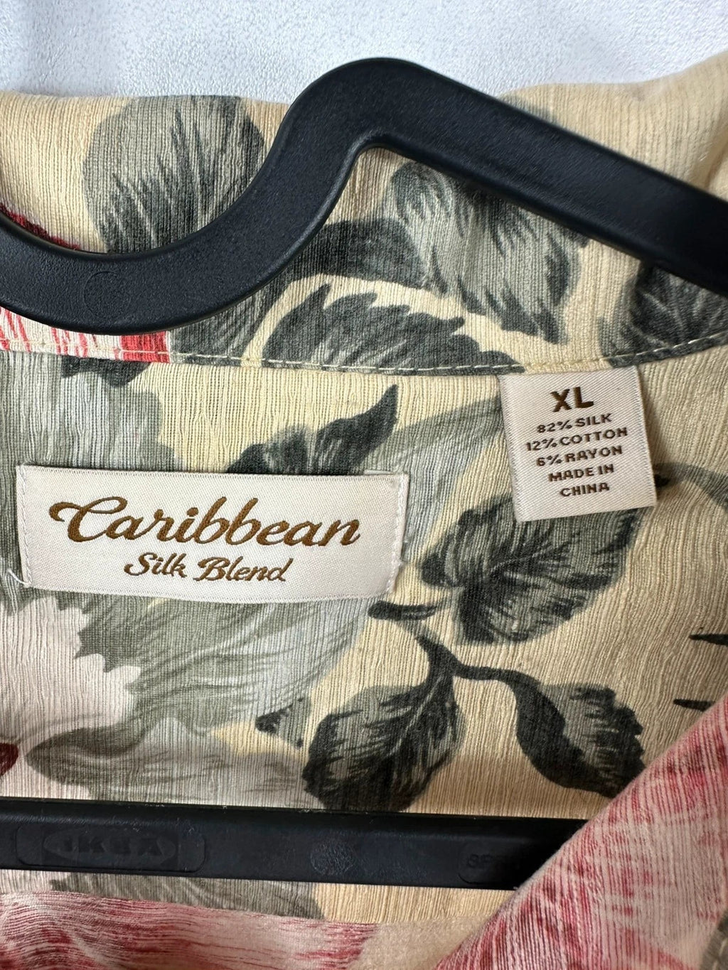 Hawaïaans Overhemd Caribbean 82% Zijde & Katoen Hibiscusbloemen Crème