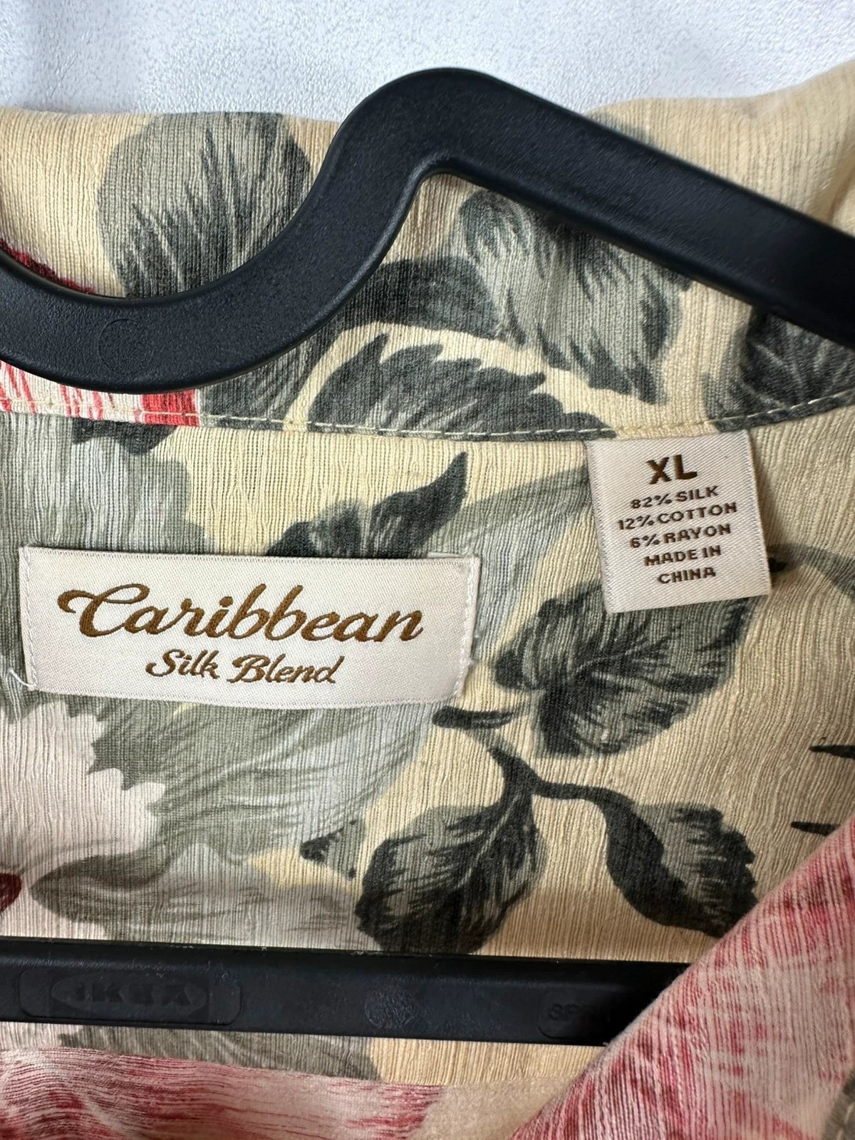Hawaïaans Overhemd Caribbean 82% Zijde & Katoen Hibiscusbloemen Crème