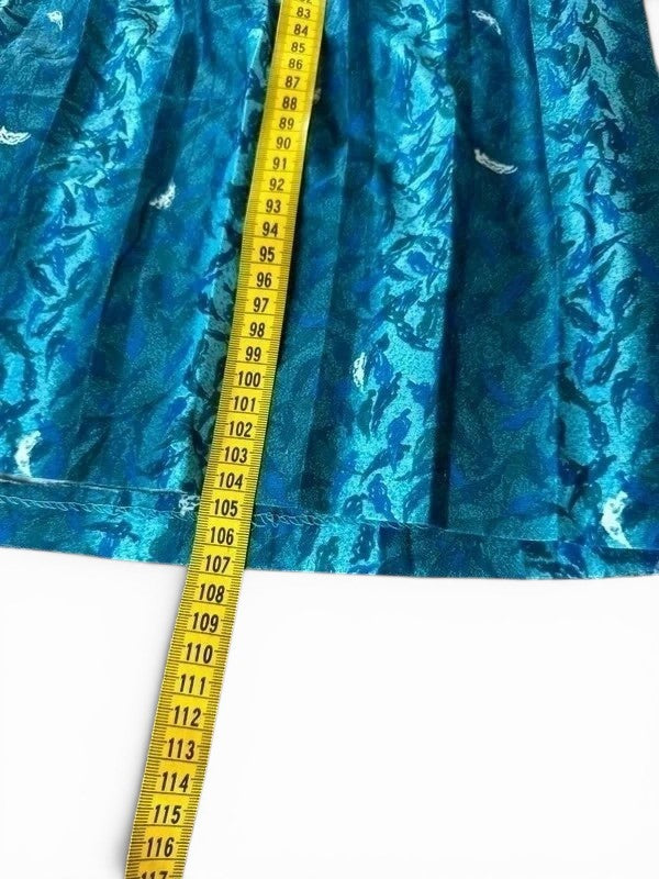 Vintage 90s bloemenjurk Made in USA blauw met schoudervullingen
