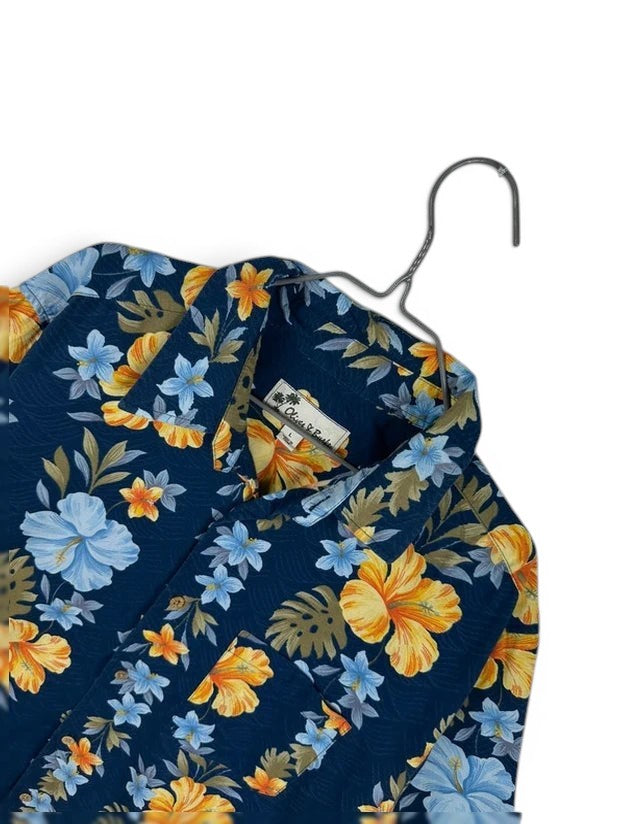 Hawaïhemd Oliver & Burke Bloemenprint Blauw en Geel