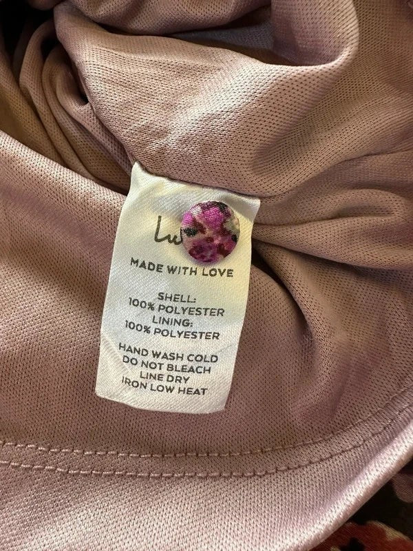 Lange bloemenjurk LULUS mauve boho – Opstaande kraag Bruiloft / Ceremonie