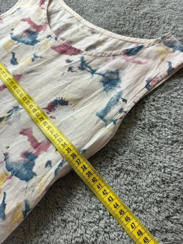 100% Linnen jurk made in Italy - Vintage abstract bloemenmotief