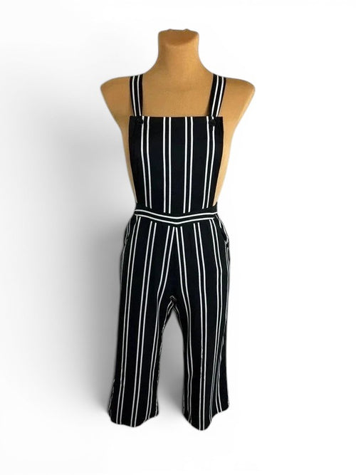 Gestreepte jumpsuit salopette zwart-wit – Vintage / Chic stijl