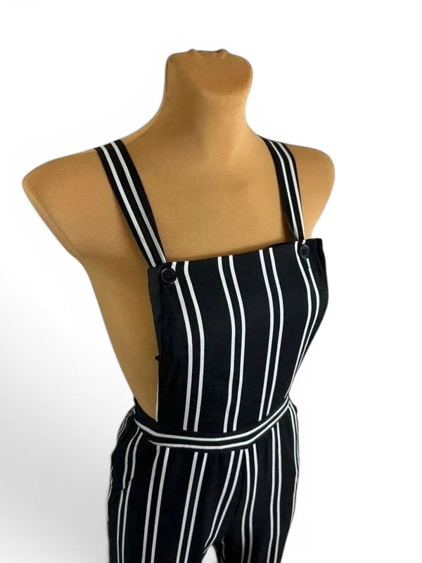 Gestreepte jumpsuit salopette zwart-wit – Vintage / Chic stijl