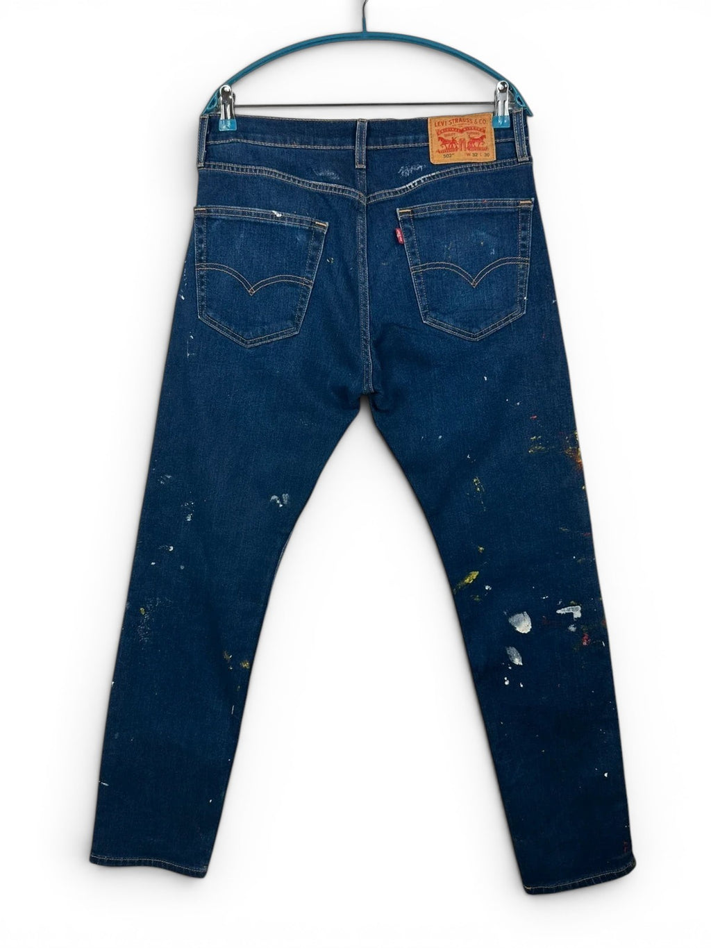 Levi's 502 Taper Jeans Donkerblauw Verfspatten / Paint Splatter