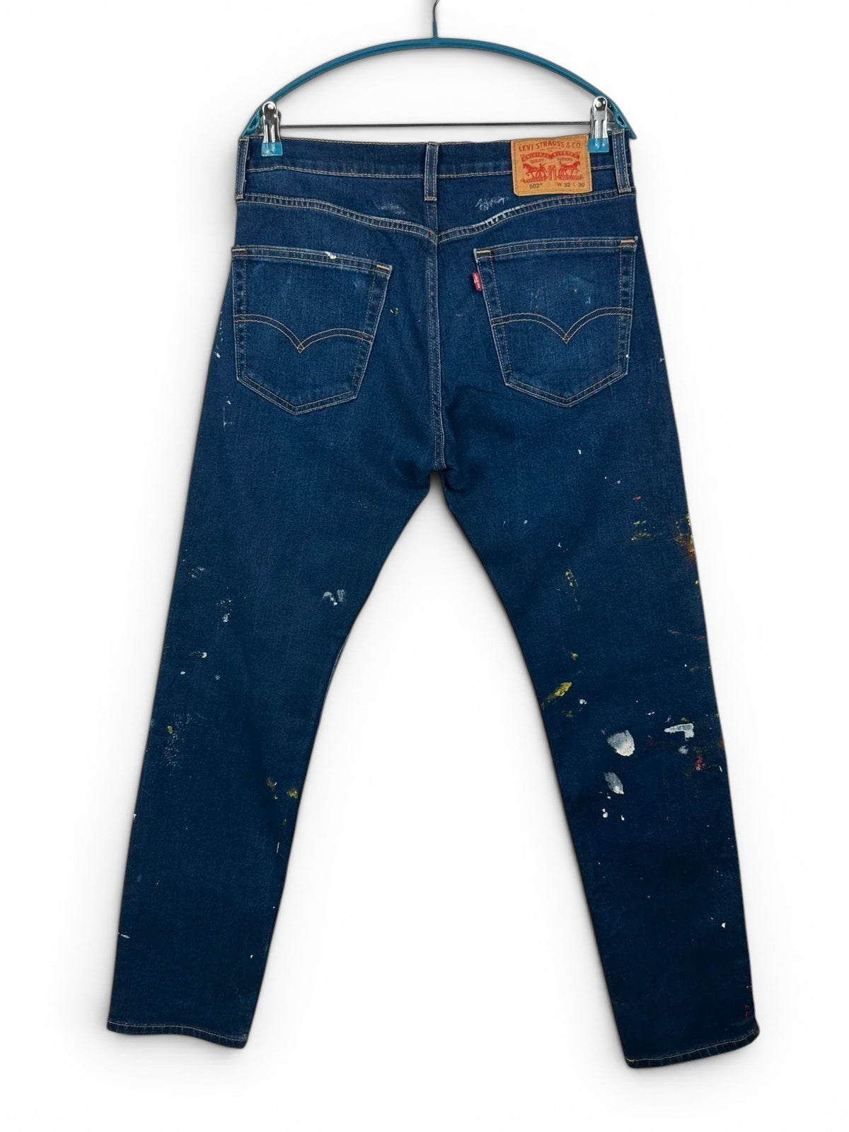 Levi's 502 Taper Jeans Donkerblauw Verfspatten / Paint Splatter
