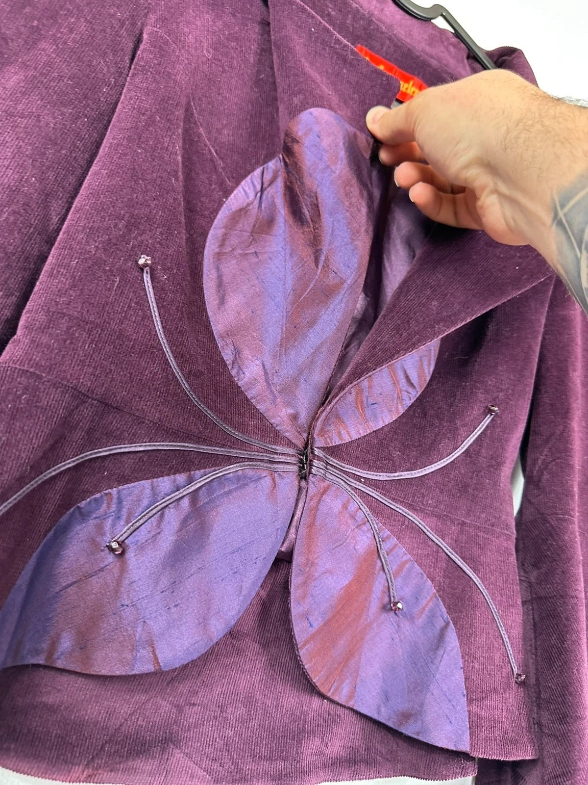 Veste velours Ingwa Melero violette vintage Y2K papillon Made in USA