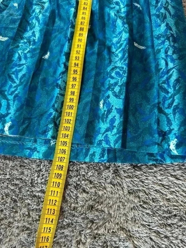 Vintage 90s bloemenjurk Made in USA blauw met schoudervullingen