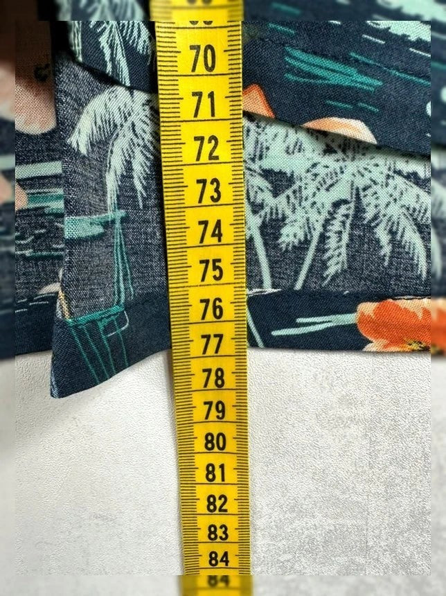 Hawaïhemd Rivers 100% Viscose Blauw Palmboom- & Oranje Lelieprint