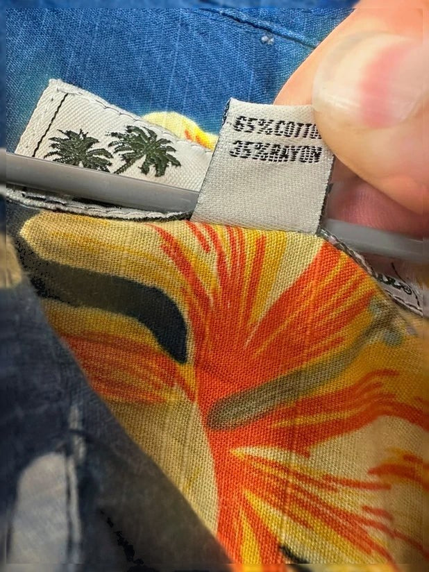 Hawaïhemd Oliver & Burke Bloemenprint Blauw en Geel