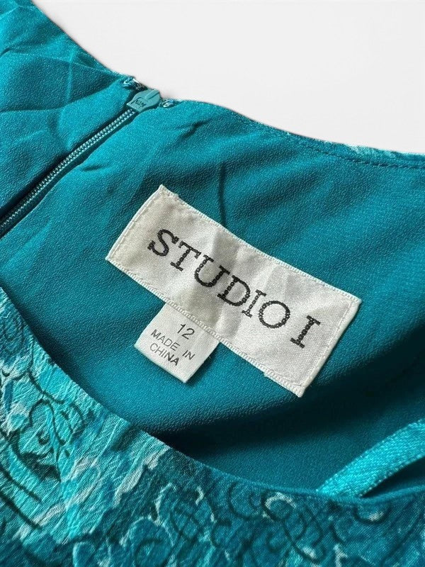 Blauwe Midi-jurk met Paisley-motief Studio I – Vintage stijl