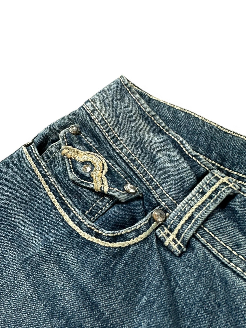Jean Brodé Strass Cyber Y2K McBling Grunge coupe droite