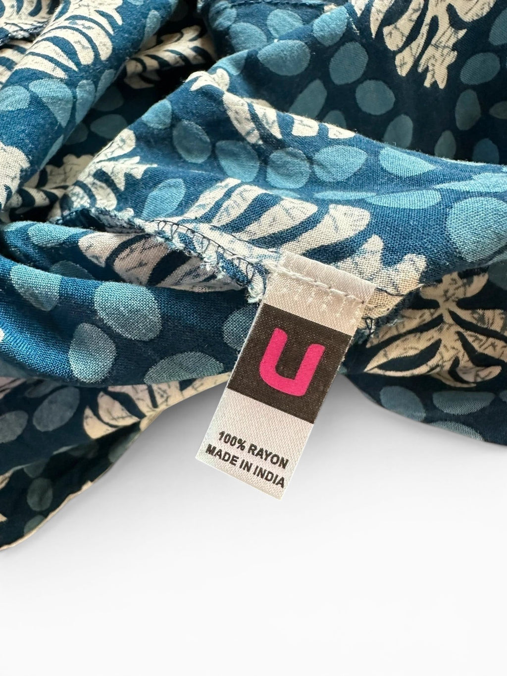 Lange Tuniek in Indiase Kurta-stijl met Florale en Geometrische Print Blauw 100% Rayon