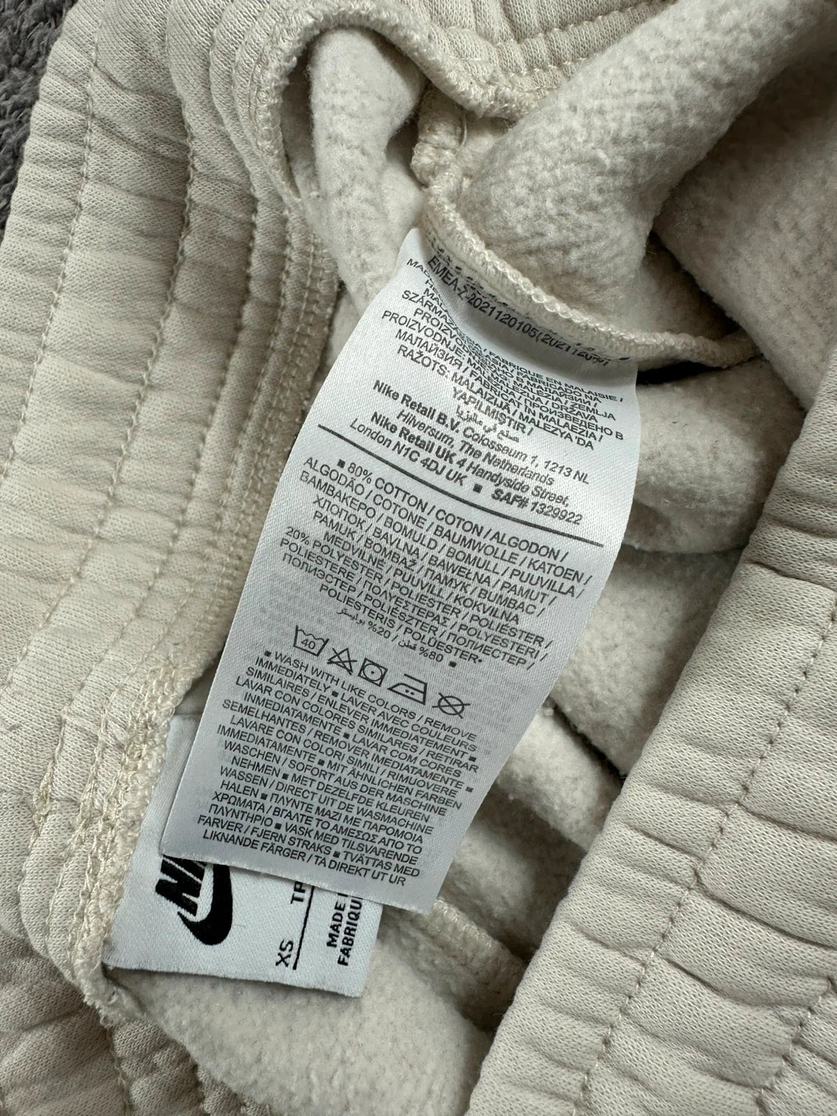 Jogging Nike Dames Beige Sanddrift Geborduurd Logo Vintage Stijl