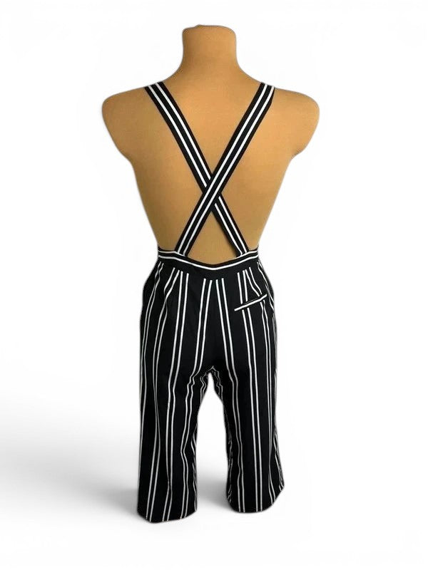 Gestreepte jumpsuit salopette zwart-wit – Vintage / Chic stijl