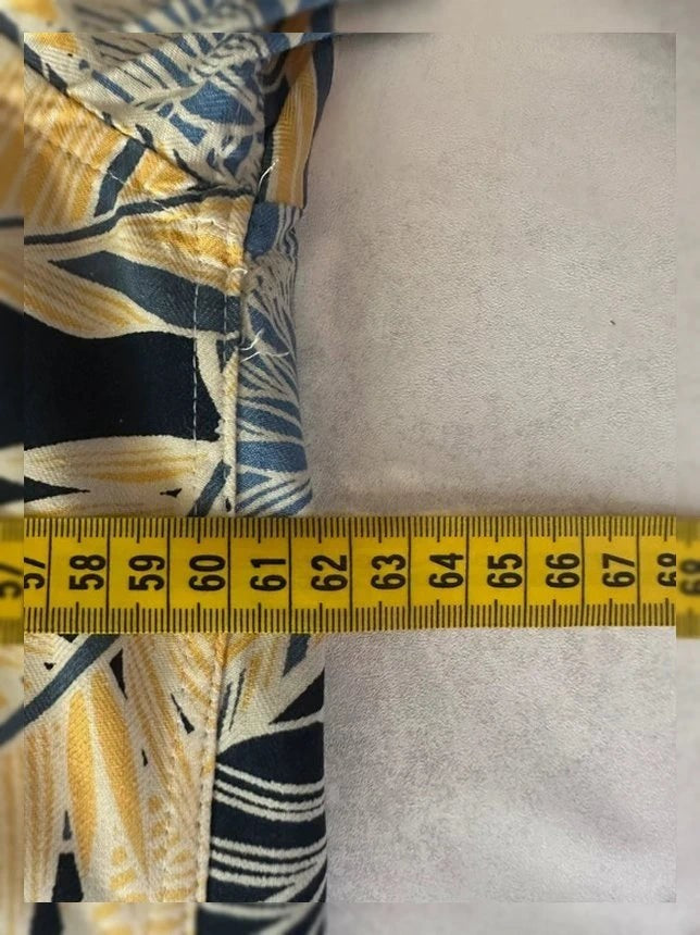 Hawaïhemd Club Room 55% Zijde & Rayon Bloemenprint Geel / Blauw