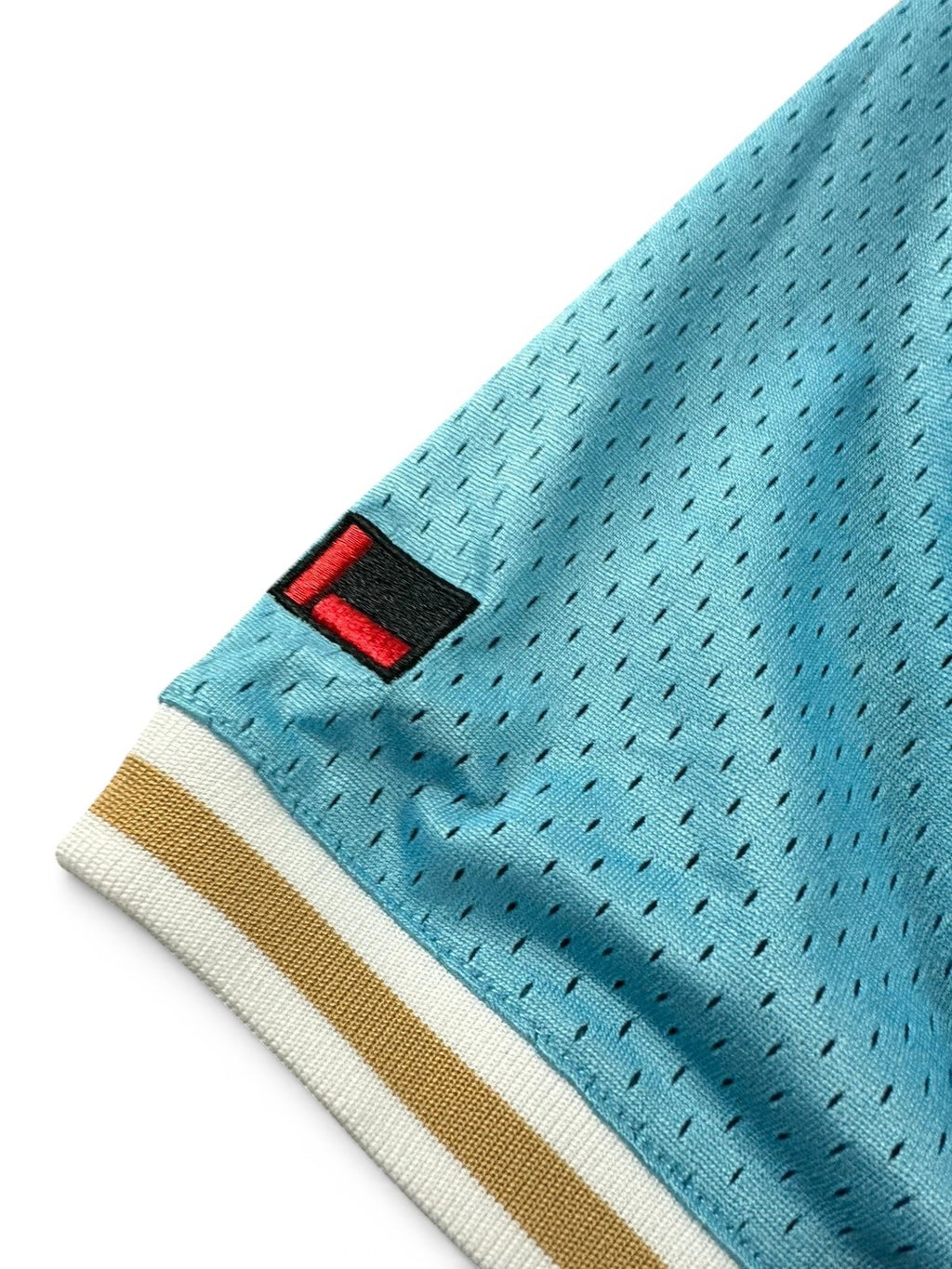 Honkbalstijl T-shirt MLB FUBU lichtblauw met geborduurde details – Oversized breed model