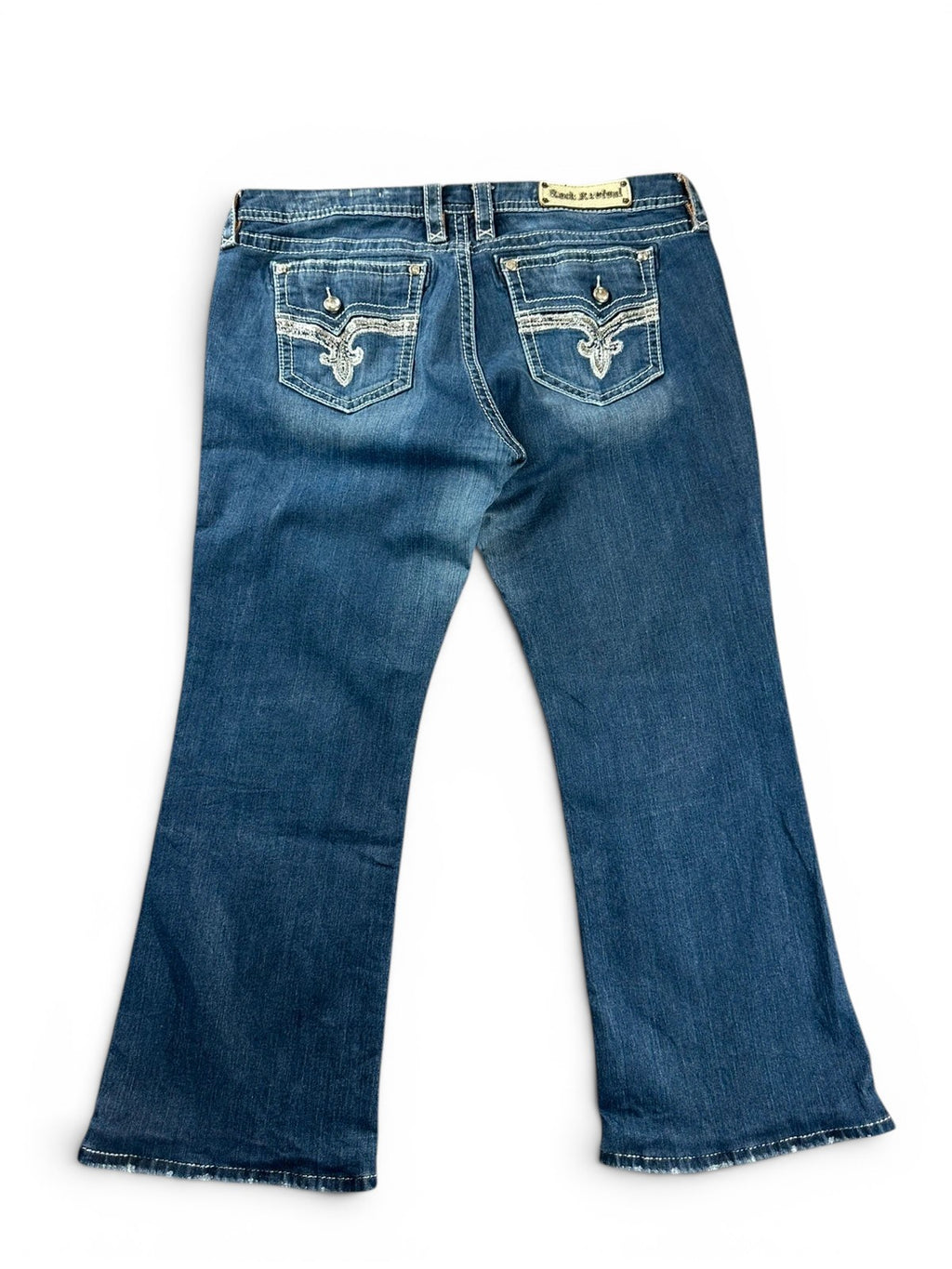 Rock Revival "Betty" Bootcut Jeans Dames Blauw Gewassen Strass