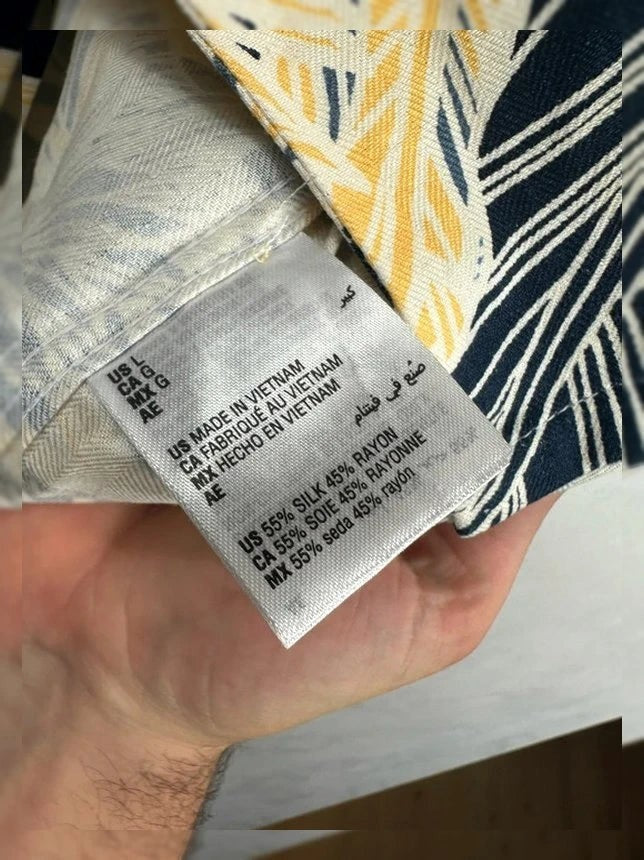 Hawaïhemd Club Room 55% Zijde & Rayon Bloemenprint Geel / Blauw