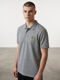 Rewearz grey short-sleeve polo shirt with embroidered yellow Lyle & Scott logo on chest, size XL.