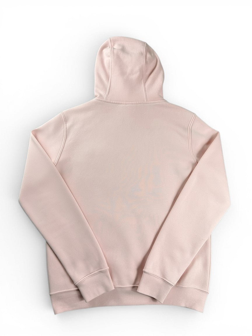 Rewearz pink cotton blend hoodie with embroidered logo on the front, size 3 small.