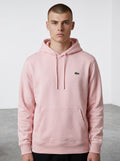 Rewearz pink cotton blend hoodie with embroidered green crocodile logo on chest, drawstring hood, and front pocket. Size 3 small.